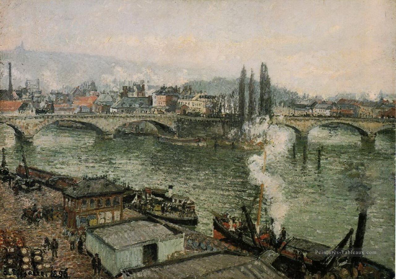 le pont corneille rouen temps gris 1896 Camille Pissarro Peintures à l'huile